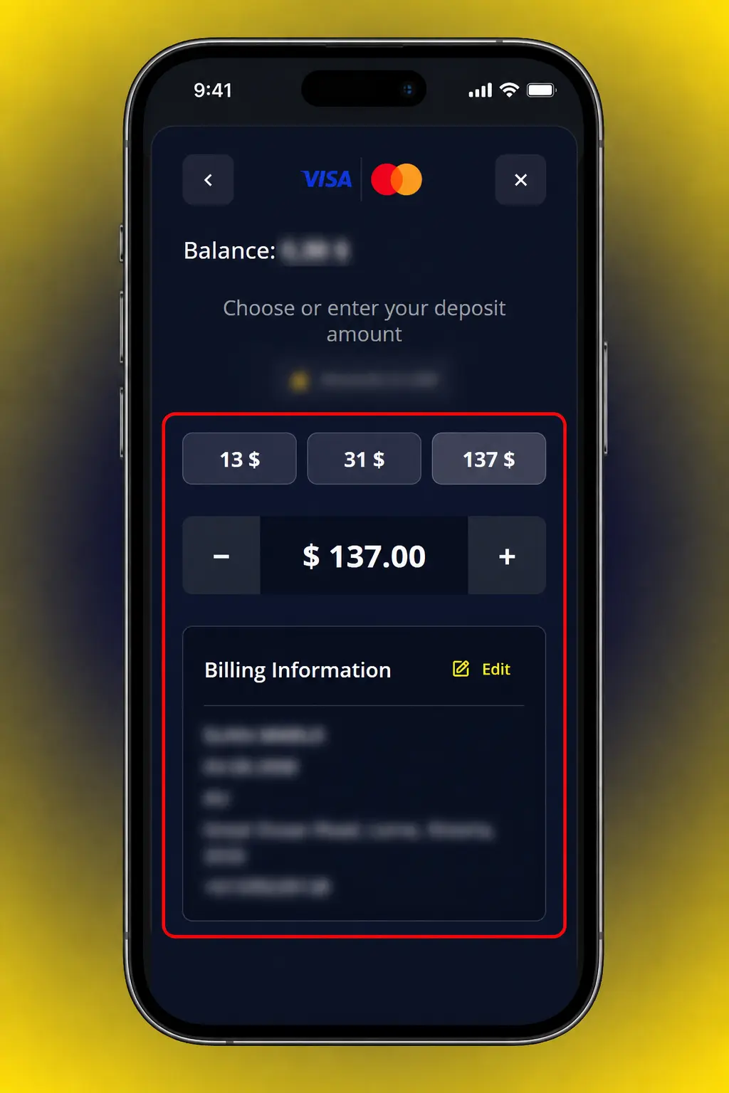 Step-by-step screenshot showing how to deposit funds into a KoalaBet account via the Cashier menu.